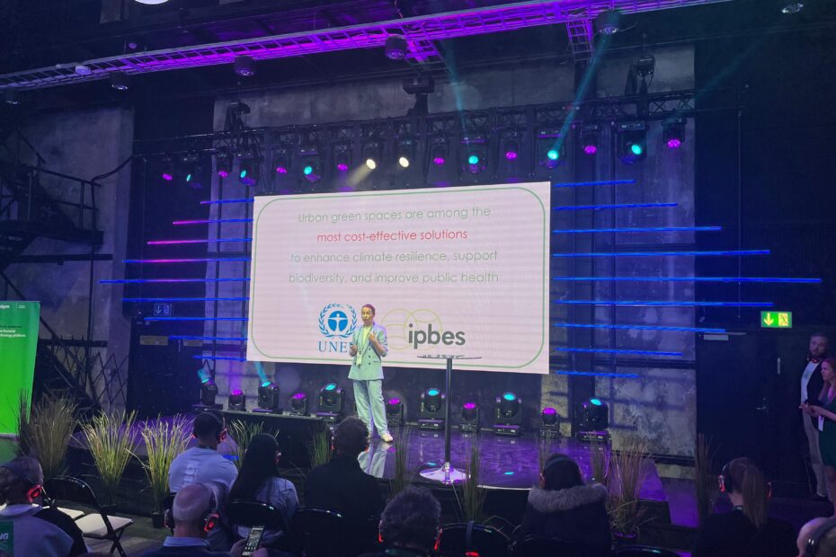 Antscape CEO Marja-Liisa Soone pitching at the Latitude59 startup conference in May 2025.