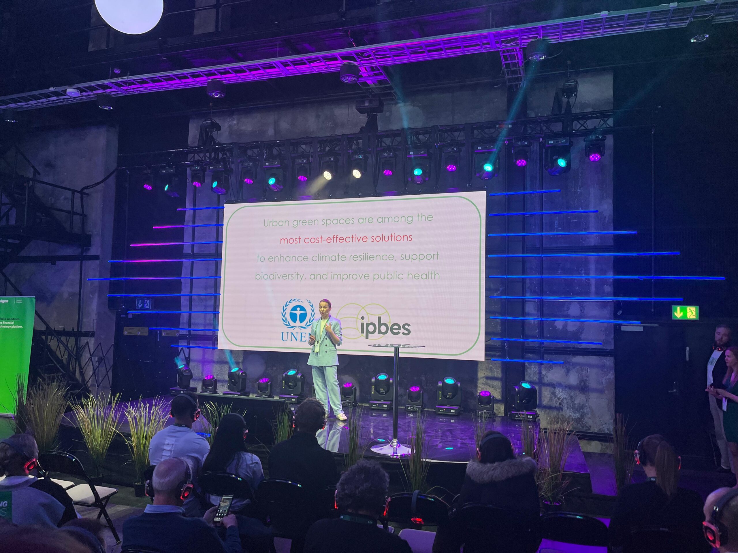 Antscape CEO Marja-Liisa Soone pitching at the Latitude59 startup conference in May 2025.